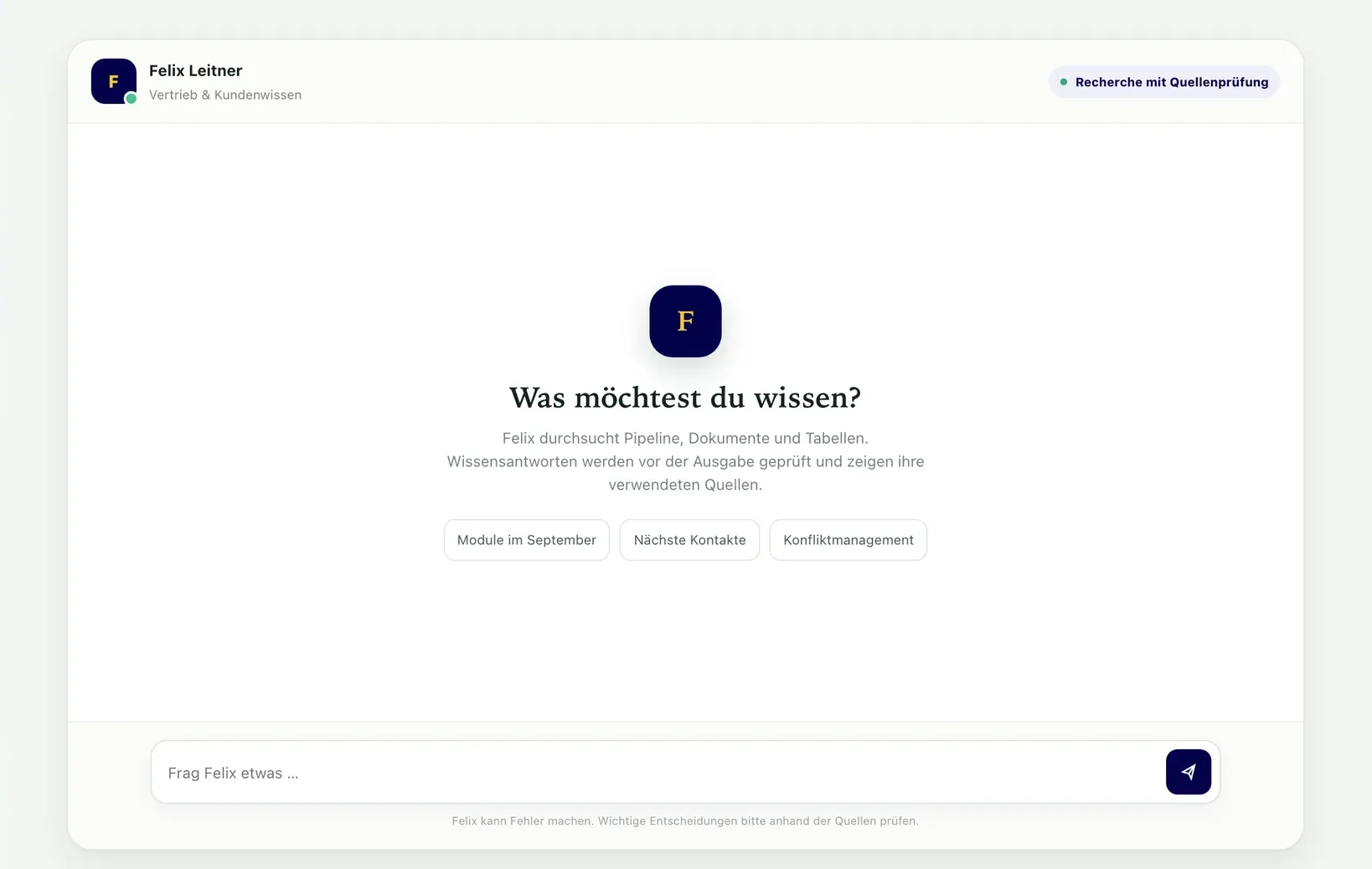 Der Chat mit dem digitalen Mitarbeiter: Antworten aus Kundenakten und Wissensbasis, mit Quellenangabe